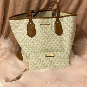 Michael Kora tote bag and wallet